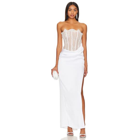 NBD Nalani Maxi Dress Lace Corset Strapless Formal Evening Gala Bridal Prom Sz M - Picture 2 of 10